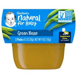 Gerber 1st Foods Baby Food, Green Bean Puree, Natural & Non-GMO, 2 Ounce Tubs, 2-Pack (Pack of 8)