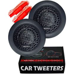 BZRK Audio SQ-T100 1 inch Silk Dome Tweeters Pair for Car Audio - 120 Watts Max Each - with Bass Blockers and Pods for Flush or Surface Mount
