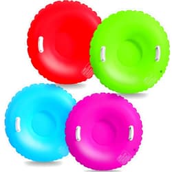 Shappy 4 Pcs Snow Tube 36 Inch Inflatable Snow Sleds Snow Toys Kids Sleds Toddlers Adults for Winter Outdoor Sports Toboggan with Handles Thickened Bottom Winter Outdoor