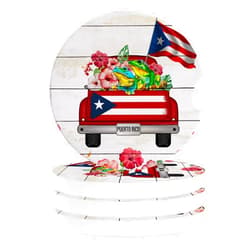 Litter Star Car Coasters Absorbent Ceramic Stone for Drink Set of 4 Farm Truck Hibiscus Frog Puerto Rico Flag Car Accessories Cup Holder Insert Coasters for Auto Vehicles Car Interior Vintage Wood Board