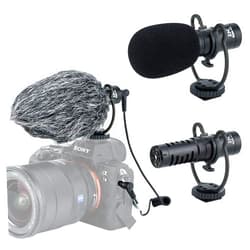 Fotasy JJC SGM-V1 Shotgun Video Microphone, Cardioid Microphone Condenser Mic Vdeomicro w/Shock Mount, Furry Foam Windscreen, Electret Condenser, 3.5mm TRS TRRS Cable, for Andoid Phone DSLR Camcorder