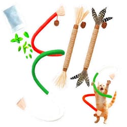 GREMBEB Cat Toys, 3PCS Catnip Toy for Indoor Kitten Toys Cat Chew Stick for Dental Cleaning Teeth Cat Silvervine Rope Treat Kitty Feather Snack for for Kick Molar Scratch Self Play Interactive Boredom