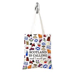 TSOTMO Scotland Makeup Bag Gift Edinburgh Gift Scotland Is Calling And I Must Go Zipper Bag Gift For Scottish (SCOTLAND tote)