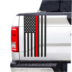 BOGAR TECH DESIGNS Precut American Flag Side Rear Tailgate Decal Sticker fits Most Pick Up Trucks, Thin Red Line