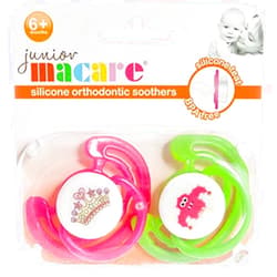Junior Macare Silicone Orthodontic Soothers 6 months+ (Pink)