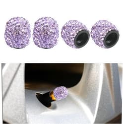 Bylikeho 4Pack Tire Valve Caps,Bling Car Accessories for Women,Tire Valve Stem Caps,Crystal Rhinestone Wheel Tire Valve Cap,Car Valve Stem Covers for Cars,SUVs,Bike,Trucks,Motorcycles (Purple)
