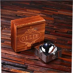 Teals Prairie & Co. Personalized Engraved Polished Smokers Ashtray with Wood Box