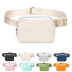 MEISEE Fanny Belt Bag Waist Pack Crossbody Bags Bum Bag for Running Hiking Travel Workout Adjustable Strap for Women -beige