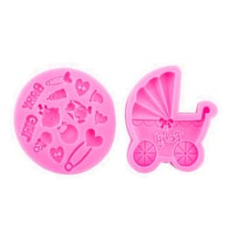 TUGMWONH Fondant Mold 2 Pieces Of Silicone Molds For Trolleys, Baby Bottles, Small Feet, Glue Clay And Soft Clay Molds