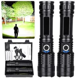 Sigoobal Rechargeable LED Flashlights High Lumens, 990,000 Lumen Super Bright USB Flashlight with 5 Modes, Waterproof Powerful Flash Light Multifunctional US Flashlights for Home Camping Hiking(2 Pack)
