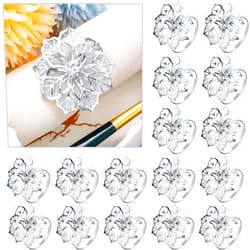 Hotop 24 Pcs Hollow Out Flower Napkin Rings Fall Rhinestone Napkin Holder Set Adornment Exquisite Household for Thanksgiving Day Christmas Wedding Party (Silver)