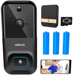 KOPUO Video Doorbell Camera - 1080P Indoor Wireless Cam - 2-Way Audio Intercom - WiFi Motion Detection Alerts - Rechargeable Battery - IR Night Vision - IP66 Waterproof - 32G Card/Cloud