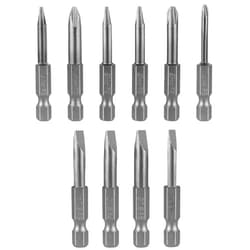 Giantree 10 Pcs Craftsman Screwdriver Set, Long Bit Set, Long Slotted Head, and Cross Phillips Screwdriver Bit Sets with Slotted Hex Phillips for Power Screwdriver Drill Impact Driver (5cm/2inch)