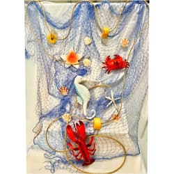 Generic 20 ft x 8 f t Blue Natural Fishing Net Décor with Lobster, Crab, Seahorse, Seashells and Starfish Beach Theme Décor for Party Home Bedroom Wall Hanging Fish Net Decorations