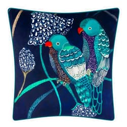 ELSKERJW Velvet Decorative Throw Pillow Cover Square Accent Birds Pillowcases with Piping Chair Decor Toss Pillows Covers for Bedroom Living Room Car Gift 18 x 18Inch Blue