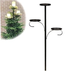 Rafonie Triple Tree Topper Shelf for Christmas Tree, Black Candle Holder Christmas, Metal Triple Trees Topper Stand, Unique Trees Top Base with 3 Levels to Display Candles or Ornaments