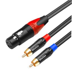 Disino Female XLR to Dual RCA Y Splitter Patch Cable,Unbalanced XLR Female to 2 RCA/Phono Plug Stereo Audio Interconnect Duplicator Lead - 10 Feet/3 Meters