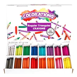 Colorations Regular Size Triangular Crayon Class Pack, 16 Colors, 13 of Each, Set of 208, Easy to Hold & Grip, Toddler, Non Toxic, Kids, Bulk School Supplies, Triangle
