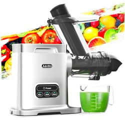Aeitto Cold Press Juicer Machines, 3.6 Inch Wide Chute, Large Capacity, High Juice Yield, 2 Masticating Juicer Modes, Easy to Clean Slow Juicer for Vegetable and Fruit, Silver