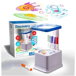 Discovery Kids Art Projector with Six Dry Erase Markers and 10 Reusable Drawing Discs, Draw on Reusable Transparent Sheets, Magnify and Project Art onto Ceilings, Walls, and More