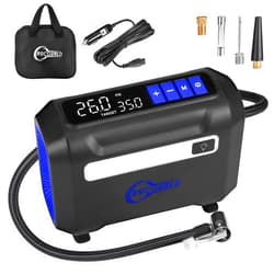 ROCGORLD R8 Tire Inflator Portable Air Compressor, DC 12V Air Compressor Portable with Large Dual Digital Screen, 3X Faster Inflation Air Pump for Car, Bike, Ball, Motor (Blue)