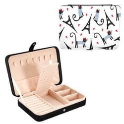 DOMIKING Cats Eiffel Tower PU Leather Jewelry Box with Button Ring Necklace Organizers Gift for Women Girls Men Travel Jewelry Storage Display Case for Bracelet Ring Earring Necklace