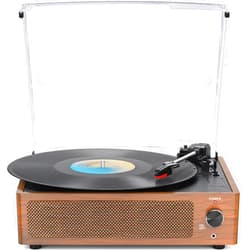 WOCKODER Vintage Record Players for Vinyl with Speakers Belt-Driven Retro Turntable for Vinyl Records Support 3-Speed, Bluetooth Playback, AUX-in, Headphone, RCA All-in-on LP Vinyl Players Brown