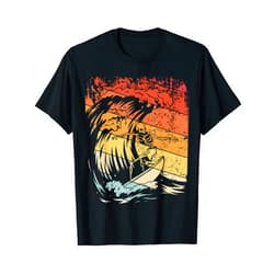 Vintage Surfing By SamBro Vintage Surfing Skeleton Shirt Halloween Surfboard for Men T-Shirt