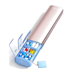 Vaydeer 7 Day Weekly Pill Organizer (Support 2 Times a Day), Metal Travel Pill Case, Large Capacity Daily Cute Pill Box for Supplements, Pills, Vitamins and Medication, Gift for Loved Ones (Rose Gold)