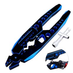 AllinRC Metal Shock Absorber Pliers Rod Ball Clamp Multi-Function RC Tools & Small 4-way Cross Wrench for RC Models 1/8 1/10 RC Car Crawler Monster Truck (Black blue)