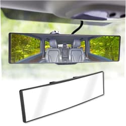 Ecocstm Rear View Mirror, Universal 11.4 Inch Interior Clip On Panoramic Convex Mirror, HD Anti Glare Wide Angle and Reduce Blind Spot, Extended Rear View Mirror for Cars, SUVs, Trucks, Vehicles