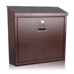 xydled Mail Boxes with Key Lock,Locking Mailbox Wall Mounted, Large Capacity, Galvanized Steel Cover Metal Postbox for House, 14 X 12.5 X 4.25 Inch,Bronze