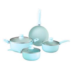 Brentwood Appliances BPS-207BL 7-Piece Aluminum Non-Stick (Blue) Cookware Sets, NORMAL