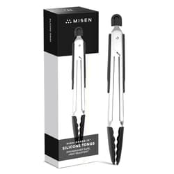 Misen Kitchen Tongs - Dishwasher Safe, Heavy Duty - Precision Silicone-Tipped Grilling Tool - Heat Resistant, Nonstick Safe - Perfect for Serving and Air Frying- 13 Inch | Black