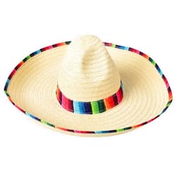 GiftExpress Mexican Sombrero Hat Child Size with Serape Trim, Straw Sombrero for Cinco de Mayo, Mexican Party and Fiesta