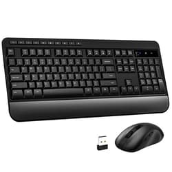 VEILZOR Wireless Keyboard and Mouse Combo, Full-Size 2.4G Ergonomic Computer Keyboard with Wrist Rest, 12+10 Multimedia Hotkeys, 4-Level 2400 DPI Wireless Mouse for Laptop/PC/Desktop,Windows/Mac OS