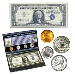 First Commemorative Mint Changing Times Coin & Currency Set