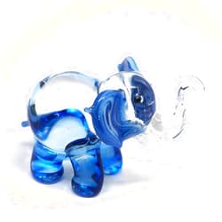ZOOCRAFT Lucky Elephant Figurines Blue Hand Blown Art Glass Collectible Animal Ornament Gift Decor, 1.5 x 2.5 x 1.8 inches