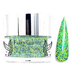FAIRY GLAMOR Green Glitter Dip & Acrylic Nail Powder - Interstellar Radiation - 1 oz