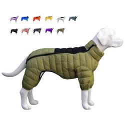 LoveLongLong Dog Coat - Warm & Waterproof Reflective Dog Jacket, Zippered & Adjustable, Olive Green, S, M, L