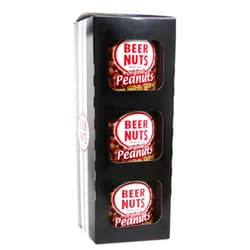 BEER NUTS Original Peanuts Trio - Travel Size Sweet & Salty Bar Nuts - Gluten Free, Kosher, Low Sodium Peanut Snacks Made In The USA - 3 Pack Resealable Cans, 36oz