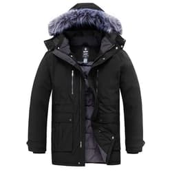 wantdo Men's Big and Tall Winter Coat Warm Long Puffer Jacket Thicken Snow Parka Outerwear with Removable Hood