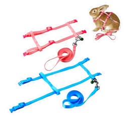 PERSUPER 2 Pack Rabbit Harness Leash - Persuper Bunny Cat Leash Adjustable Soft Nylon Small Animal Harness Set for Walking Running Outdoor Use with Safe Bell for Puppy Dog, Pig, Kitten, Ferret, Mini Pet