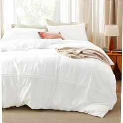 Bedsure Grid Tufted Duvet Cover Queen - Shabby Chic Duvet Cover, 3-Piece Queen Size Boho Bedding, Includes 1 All-Season Duvet Cover & 2 Pillowcases (White, Queen, 90