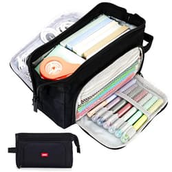 EOOUT Pencil Case, Pencil Pouch Pen Bag Office Supplies Stationery, Big Capacity Pencil Case for College Middle School Travel (Black)
