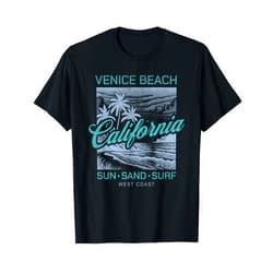 Retro Beach Vacation Summer Quotes Shirts & Gifts Vintage Venice Beach California Sun Sand Surf West Coast T-Shirt