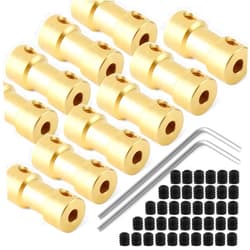QCDENG 10pcs 5mm to 5mm Brass Shaft Coupling Joint Connector, Motor Shaft Extension Connector
