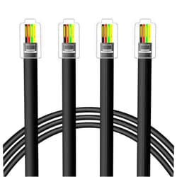 NECABLES 2Pack RJ9 Cable 6ft 4P4C Phone Cord Telephone Cable RJ9 / RJ10 / RJ22 4P4C Male to Male Straight for Both Data and Voice Black - 6 Feet