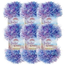 BambooMN JubileeYarn Feather Whimsy Eyelash Yarn - 50g/Skein Fine Polyester Fur - Faded Blue - 6 Skeins