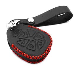 WFMJ Leather Smart 6 Buttons Key Fob Case Cover Chain for 2007-2014 Chevy Chevrolet Tahoe Suburban Cadillac Escalade GMC Yukon (Black)